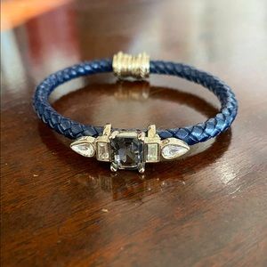 LOFT Braided Leather & Rhinestone Bracelet